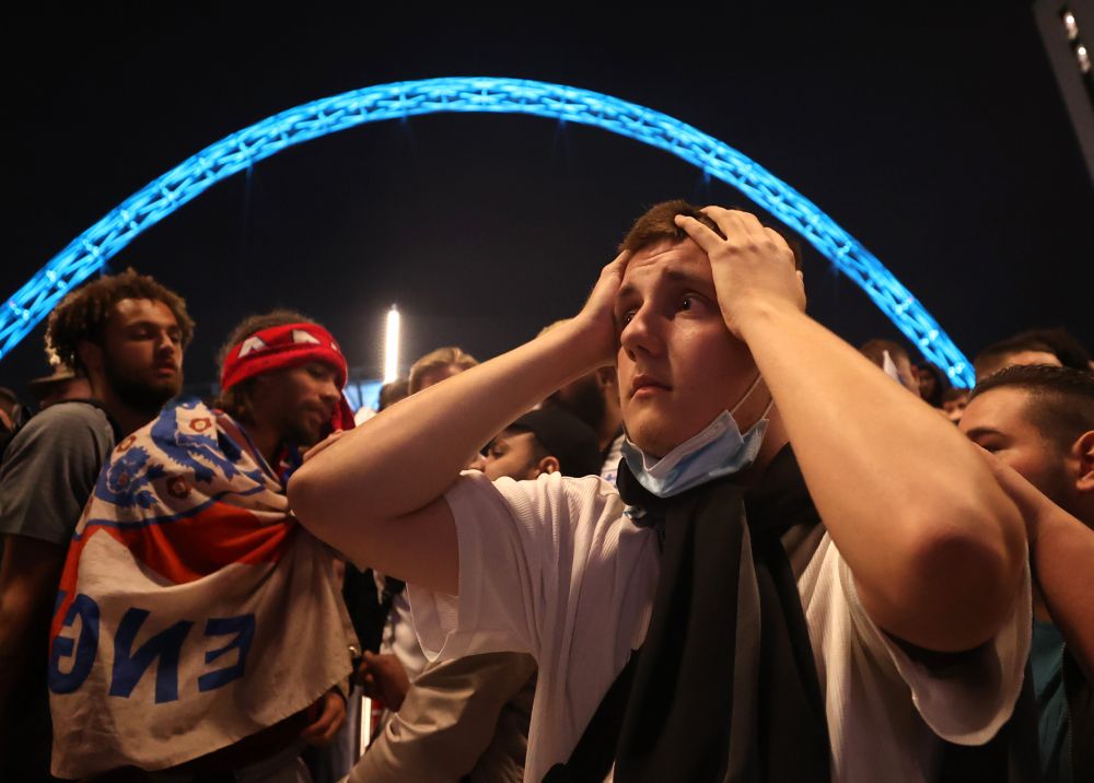 England fans react after Italy wins the Euro 2020 outside Wembley, London July 11, 2021. u00e2u20acu201d Reuters pic
