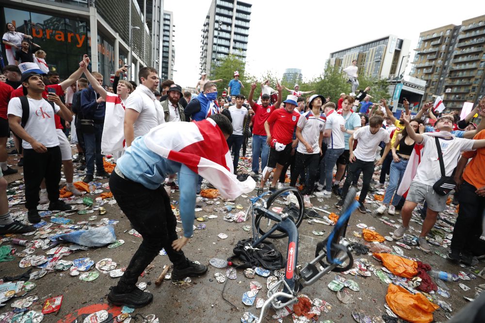 England fans at Wembley Box Park ahead of the Euro final against Italy in London July 11, 2021. — Reuters pic