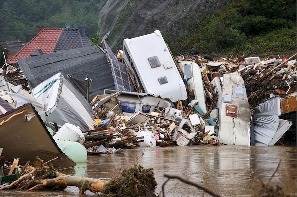 A pile of broken trees and rubbish is seen in a flooded area following heavy rainfalls in Kreuzberg, Germany, July 17. u00e2u20acu201d Reuters pic
