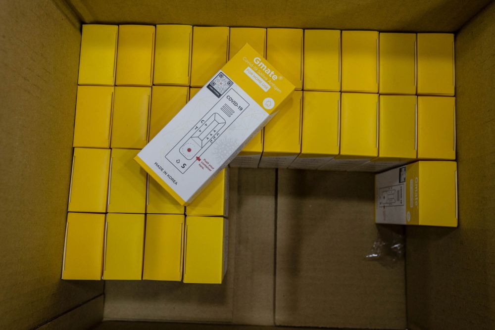 Gmate Covid-19 rapid antigen self-test kits are pictured at a Big Pharmacy outlet in Kuala Lumpur July 28, 2021. u00e2u20acu201d Picture by Firdaus Latif