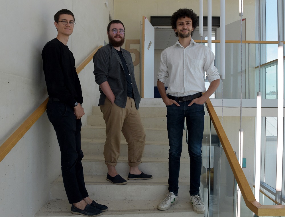 French cultivated meat start-up Gourmey co-founders Nicolas Morin-Forest (left), Victor Sayous (centre) and Antoine Davydoff (right) pose in Paris. u00e2u20acu2022 AFP pic