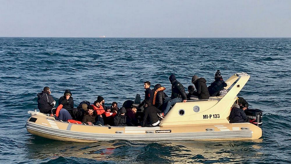 A handout image made available by the Societe Nationale de Sauvetage en Mer (SNSM) on February 18, 2019, shows some 20 migrants trying to make their way across the English Channel. u00e2u20acu201d AFP pic