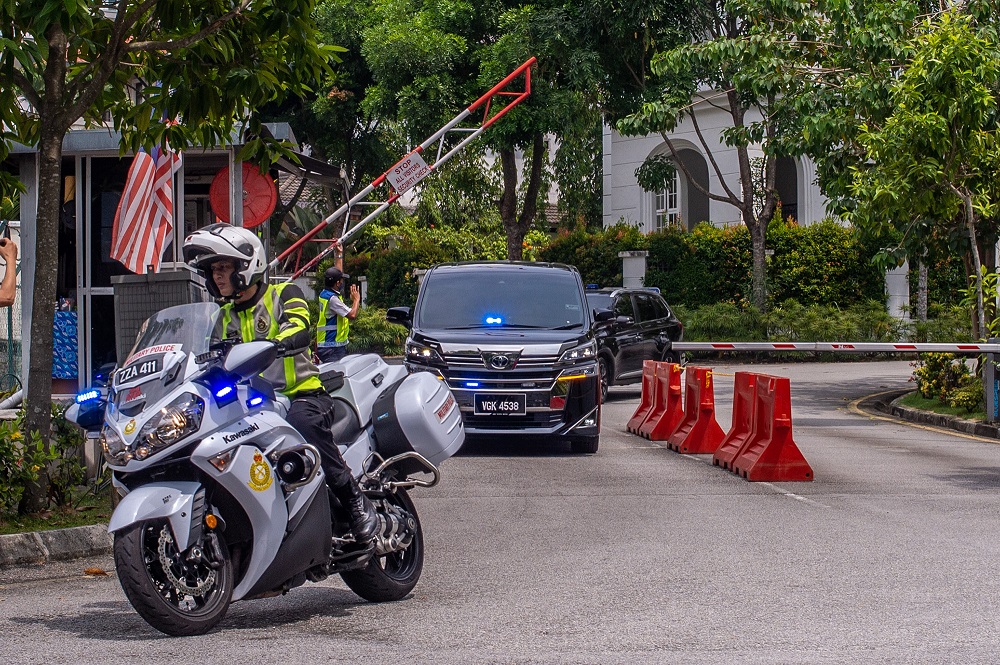A motorcade escorting Deputy Prime Minister Datuk Seri Ismail Sabri is seen arriving at Tan Sri Muhyiddin Yassin's guard post in Kuala Lumpur July 8, 2021. u00e2u20acu201d Picture by Shafwan Zaidon
