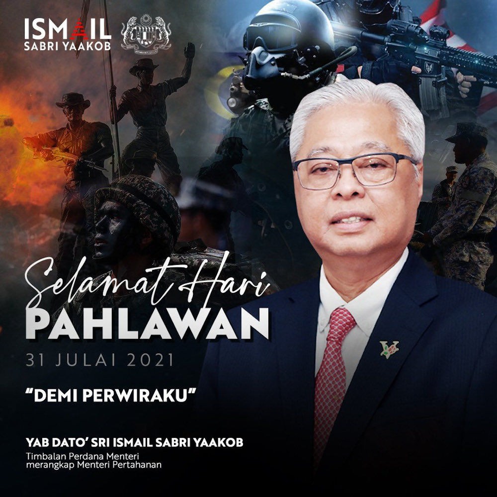 Deputy Prime Minister Datuk Seri Ismail Sabri Yaakob said the services and sacrifices of the nationu00e2u20acu2122s warriors would be forever engraved in history. u00e2u20acu201d Picture via Twitter/Ismail Sabri