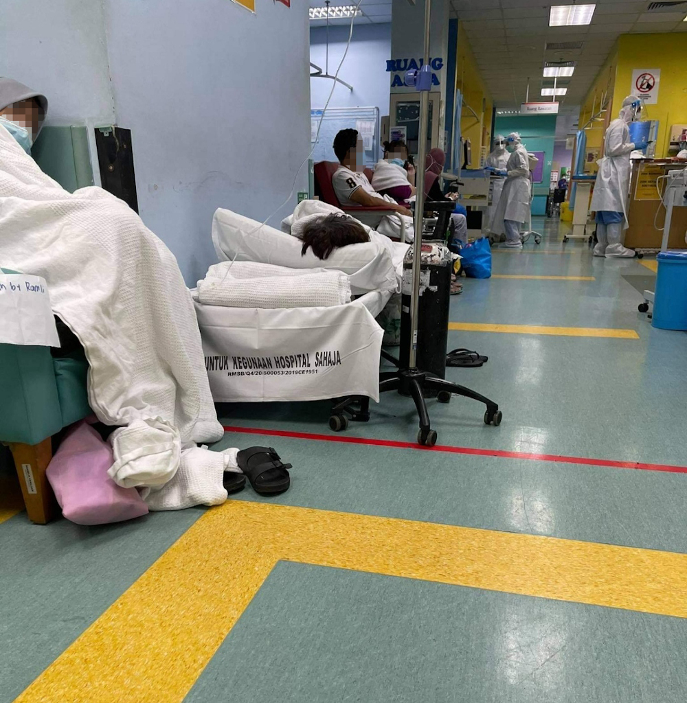 Even hallways are being used to place patients as hospitals are operating beyond capacity. 