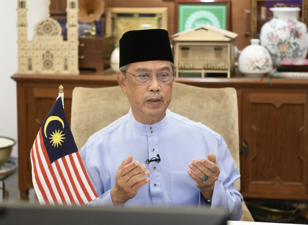 Prime Minister Tan Sri Muhyiddin Yassin attends the u00e2u20acu02dcMalaysia Berzikiru00e2u20acu2122 programme broadcast live on TV1, Kuala Lumpur, July 22, 2021. u00e2u20acu201d Bernama pic 