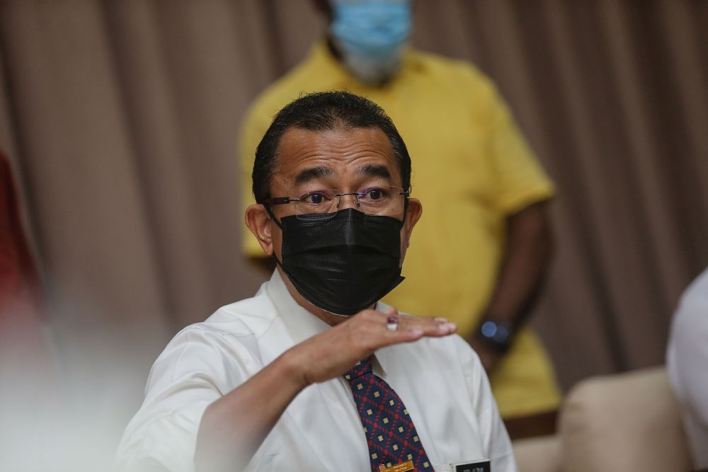 Deputy Health Minister Datuk Dr Noor Azmi Ghazali speaks to reporters during a visit to the vaccination centre at Milennium Hall, Bertam July 9, 2021. u00e2u20acu201d Picture by Sayuti Zainudin