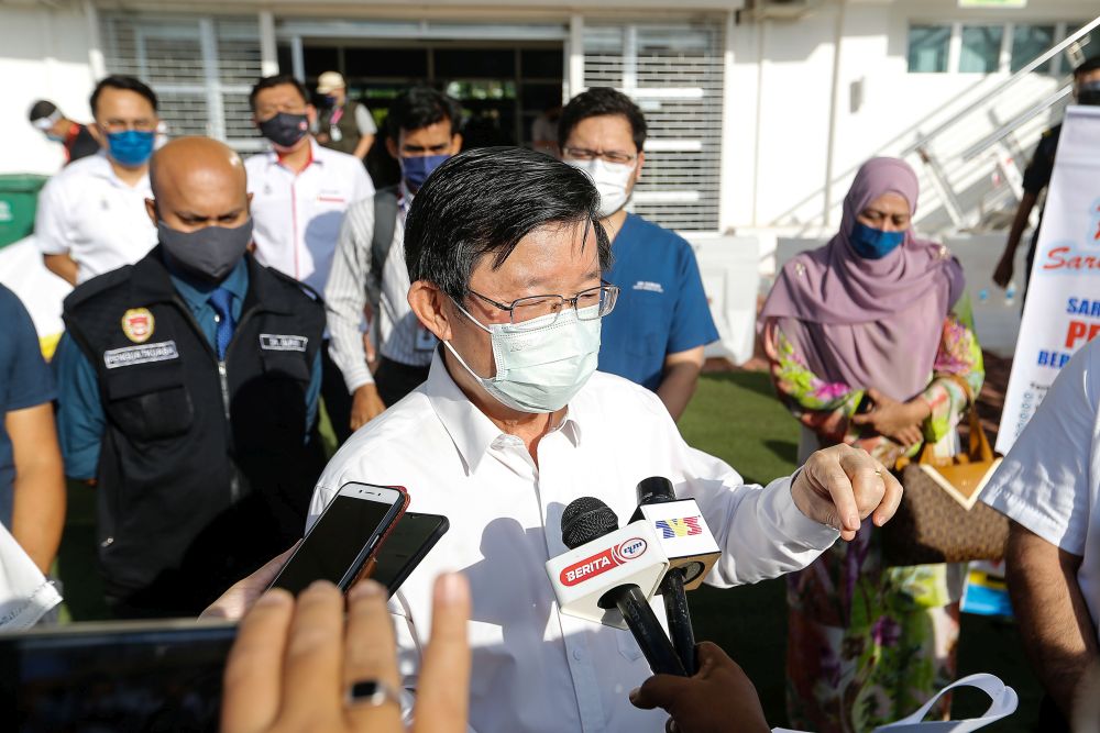 Penang Chief Minister Chow Kon Yeow speaks to reporters during a visit to the City Stadium in George Town July 5, 2021. u00e2u20acu201d Picture by Sayuti Zainudin
