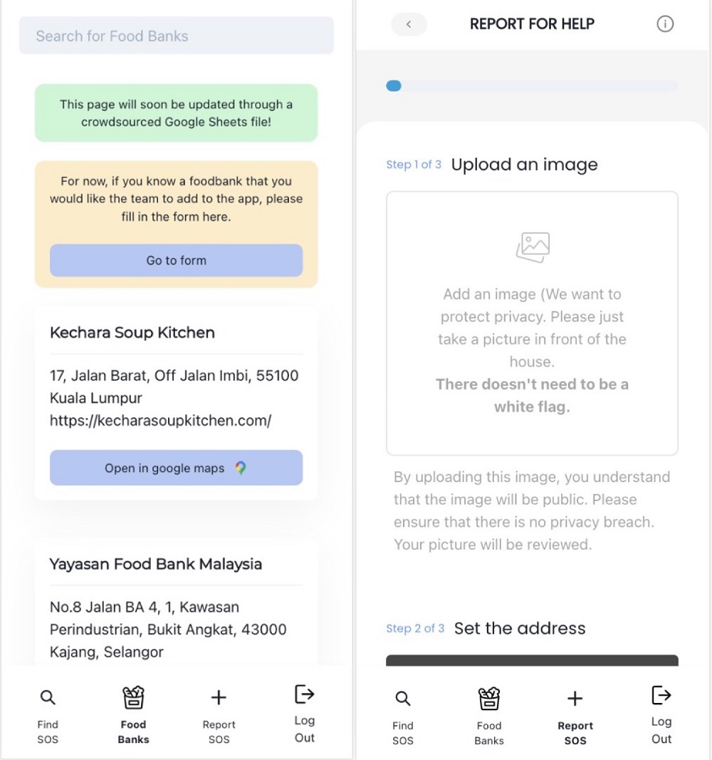 Sambal SOS lets users submit details on food banks as well as information on those in need of help. — Pictures courtesy of Sambal SOS