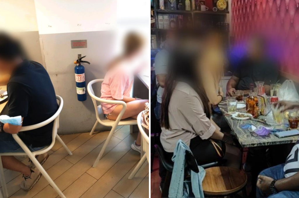 Food Junction food court (left) at Bugis Junction and 3 Kings Pub (right) at Lucky Plaza breached Covid-19 laws following stepped-up checks by the authorities over the past week. u00e2u20acu2022 Picture via Enterprise Singapore and Singapore Tourism Board