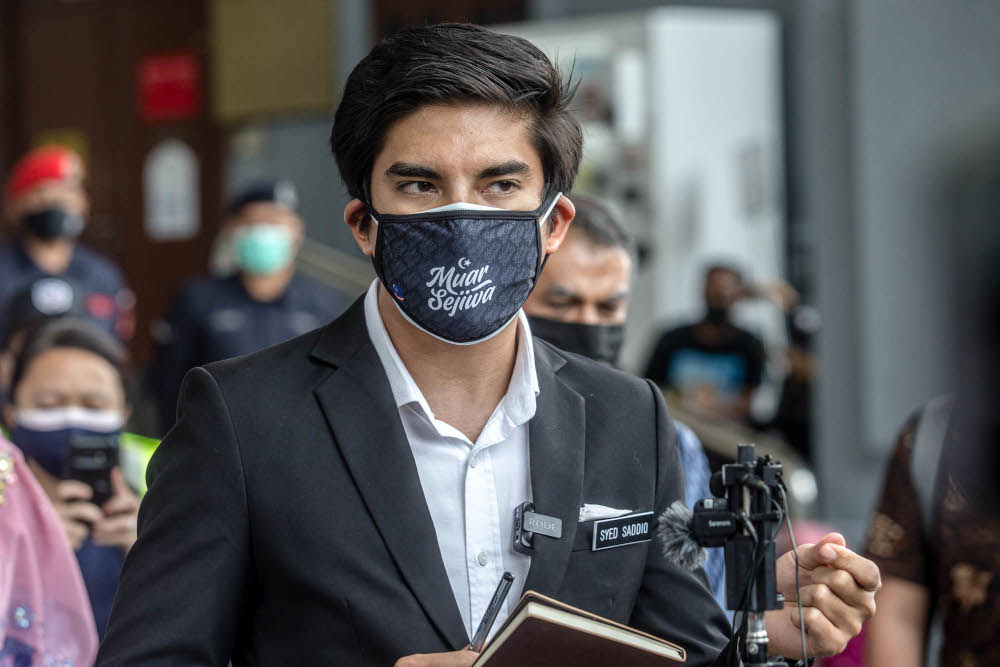Muar MP Syed Saddiq Syed Abdul Rahman speaks during a press conference at the Kuala Lumpur Court Complex July 22, 2021. u00e2u20acu201d Picture by Firdaus Latif