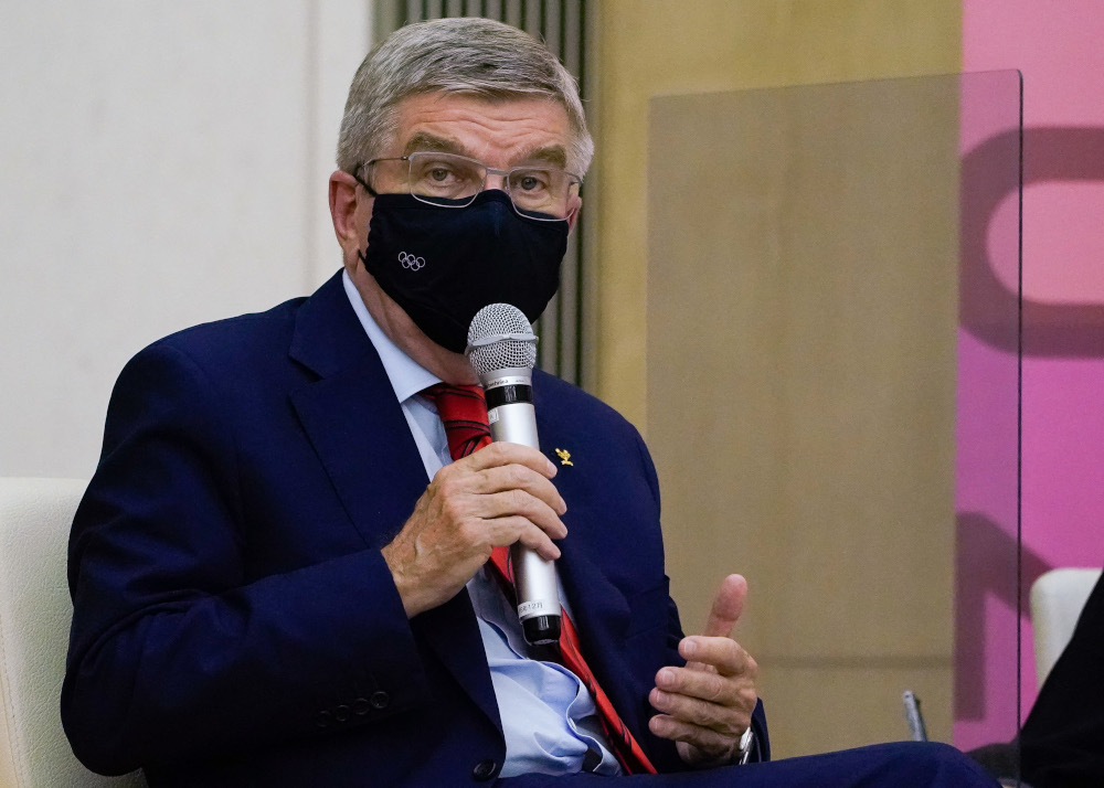 International Olympic Committee President Thomas Bach speaks during a meeting with Tokyo Governor Yuriko Koike in Tokyo July 15, 2021. u00e2u20acu201d AFP picnn
