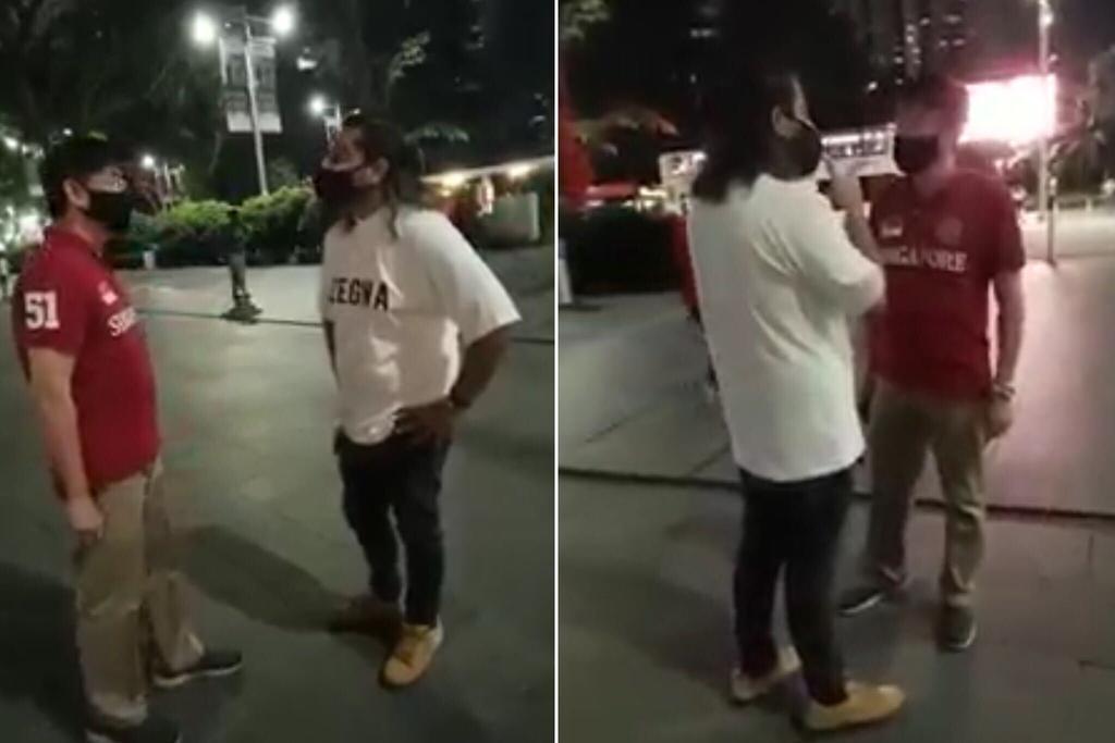 Screenshot of a video showing Dave Parkash (right in left image) being confronted by Tan Boon Lee. u00e2u20acu201d Dave Park Ash/Facebook pic via TODAY