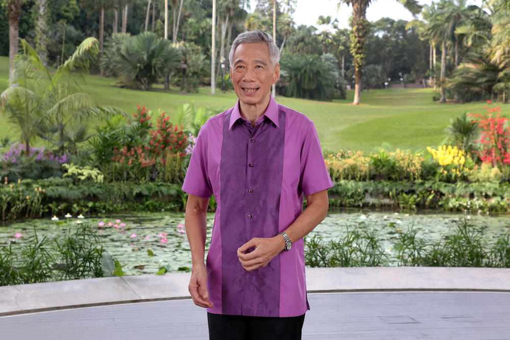 Prime Minister Lee Hsien Loong delivering his 2021 National Day message. u00e2u20acu201d Picture courtesy of Ministry of Communication and Information