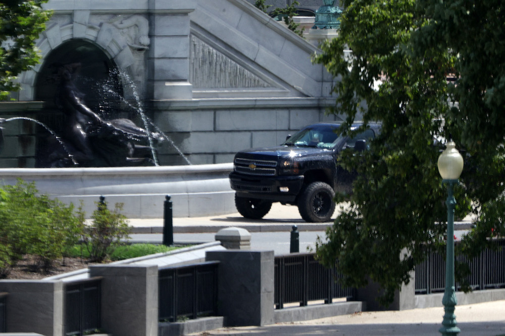 A pickup truck sits outside the Library of Congress, directly across from the US Capitol, on Capitol Hill August 19, 2021 in Washington, DC. u00e2u20acu201d Alex Wong/Getty Images/AFP pic