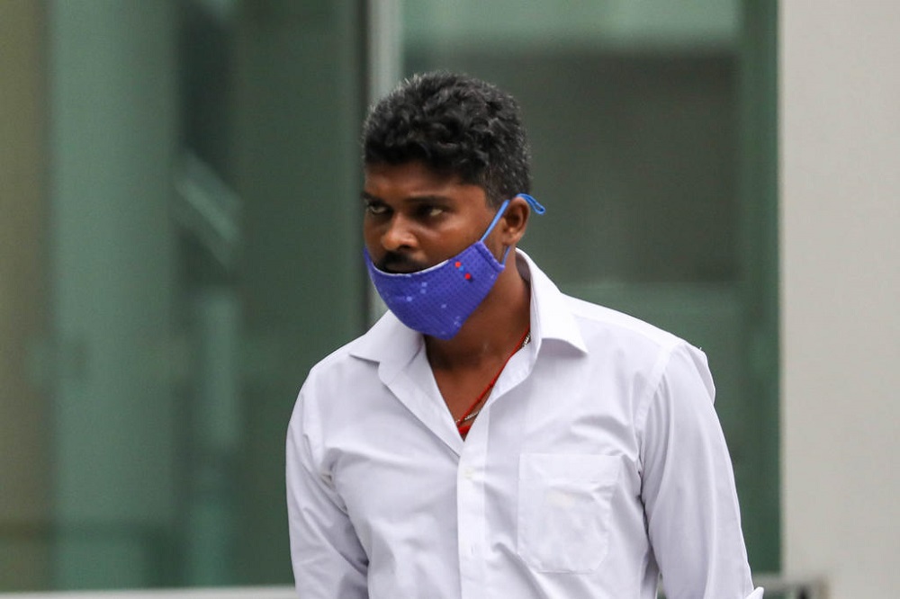 Rajamanickam Suresh Kumar arriving at the State Courts on May 19, 2021. u00e2u20acu201d TODAY pic