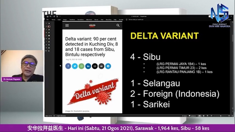 Dr Annuar explains the Delta Variant detected in Sibu Division during his Facebook live stream. u00e2u20acu201d Picture via Borneo Post