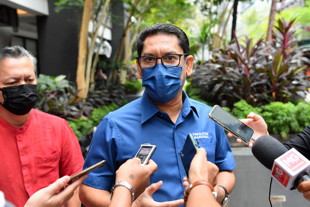 Bersatu deputy president Datuk Seri Ahmad Faizal Azumu speaks to the media after attending a PN coalition partners meeting at Publika Shopping Gallery, August 22, 2021. u00e2u20acu201d Bernama pic