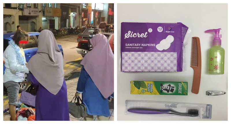 Some of the youths distributing personal hygiene kits to the homeless last year in the Klang Valley. u00e2u20acu201d Pictures courtesy of Syakirah Romli