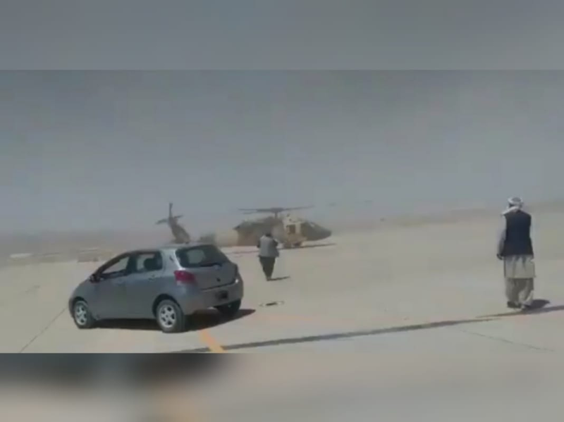A clip showing the members of the Taliban taking a US Blackhawk for a joyride has gone viral on social media. u00e2u20acu201d Screencapture from Twitter/  @JosephHDempsey