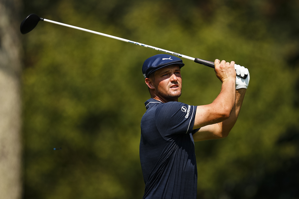 Bryson Dechambeau plays his shot from the second tee during the second round of the BMW Championship golf tournament. u00e2u20acu201d Scott Taetsch-USA TODAY Sports via Reuters