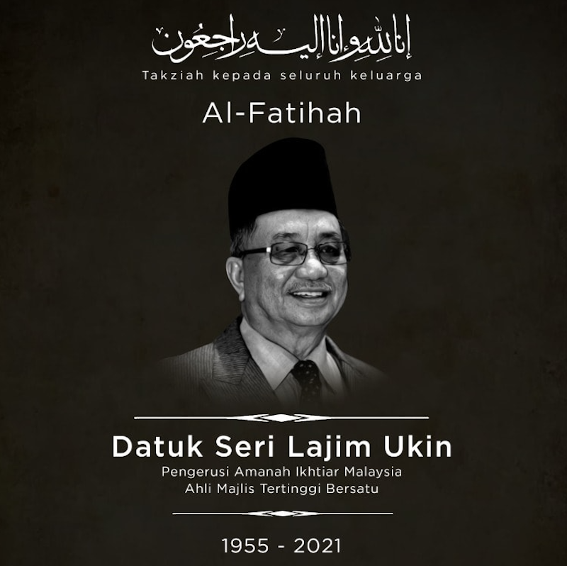 Datuk Seri Lajim Ukin died this morning from Covid-19-related complications. u00e2u20acu201d Picture courtesy of Facebook