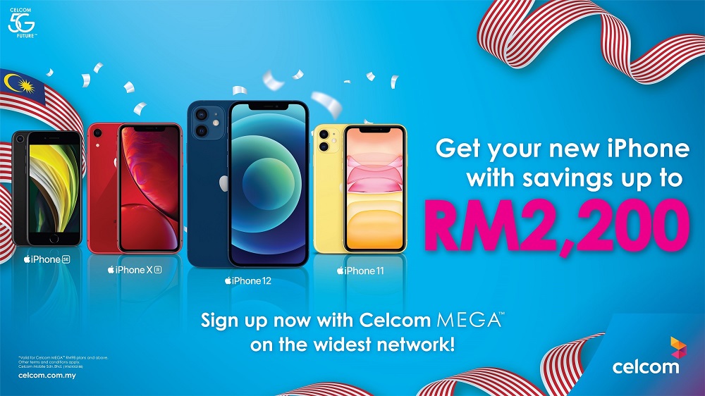 Get a new Iphone with savings up to RM2,200 when you sign up with Celcom's MEGA postpaid plans. ― Picture via Celcom