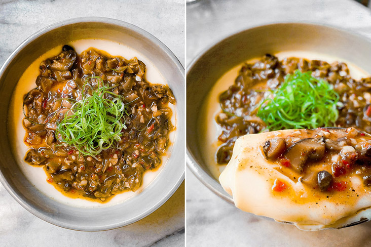 Silky and spicy, the luxurious 'mapo tofu chawanmushi.'