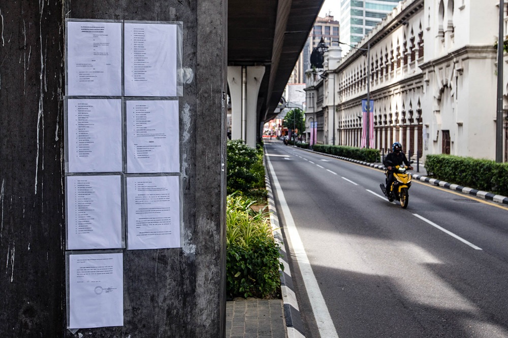 The list of SSR activists restricted from entering several areas in Kuala Lumpur.