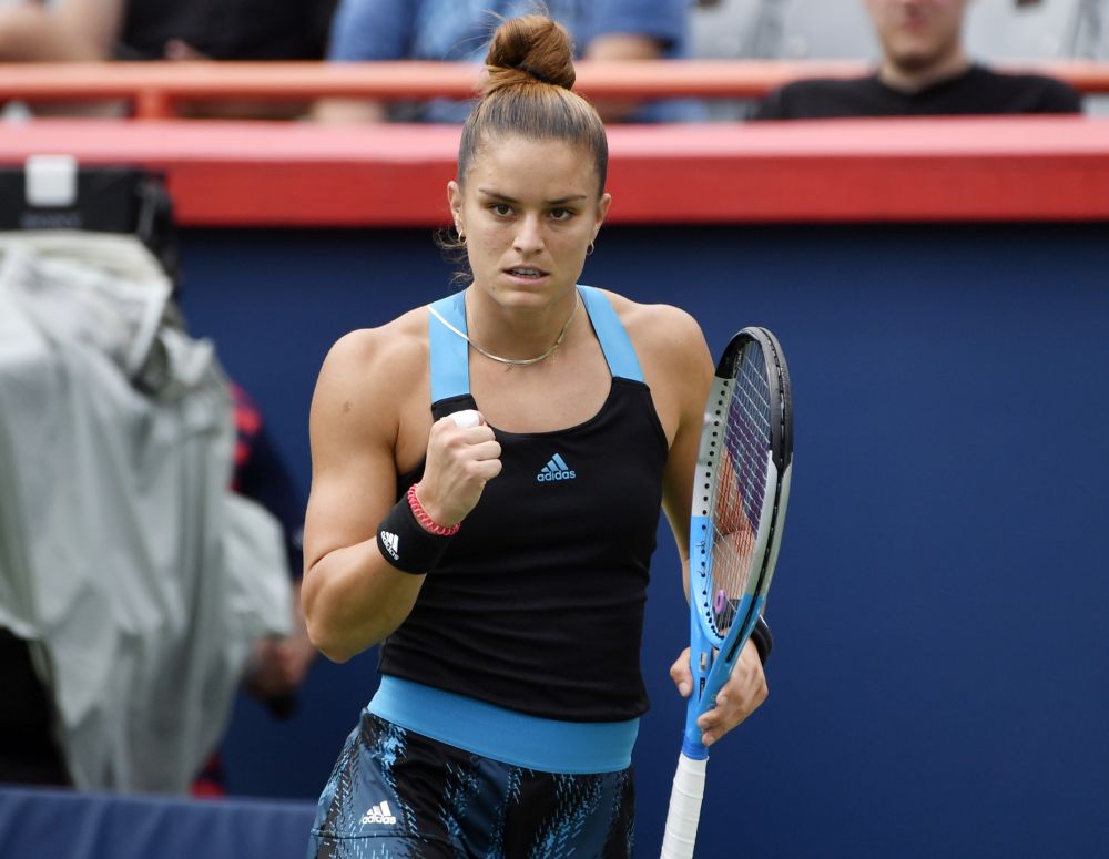 Maria Sakkari of Greece reacts after making a point against Maria Bouzkova of the Czech Republic during first round play at Stade IGA in Montreal August 9, 2021. u00e2u20acu2022 Reuters pic