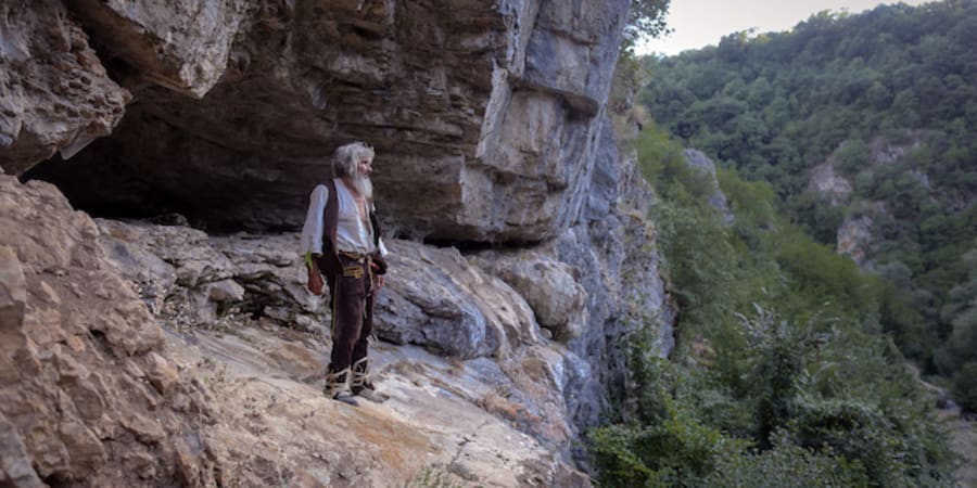 Serbian hermit Panta Petrovic stands in his cave in the southern Serbian city of Pirot, on August 9, 2021. u00e2u20acu201d ETX Studio picnnn