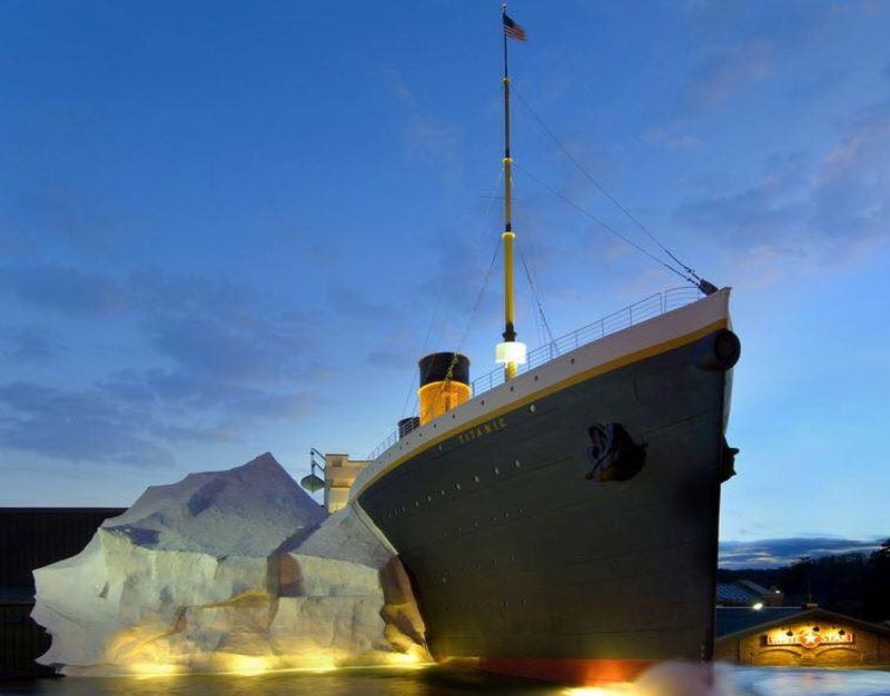 Three visitors were hospitalised after being hit by the iceberg wall in Tennessee's Titanic Museum. u00e2u20acu201d Picture via Facebook
