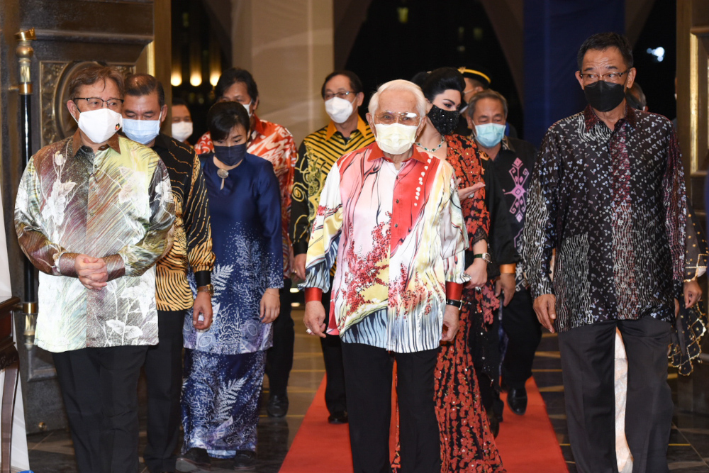 Sarawak Governor Tun Abdul Taib Mahmud with Chief Minister Datuk Patinggi Abang Johari Openg, arrive for the state-level National Day celebration at the Sarawak State Legislative Assembly in Kuching, August 31, 2021. u00e2u20acu201d Picture courtesy of the Sarawak In