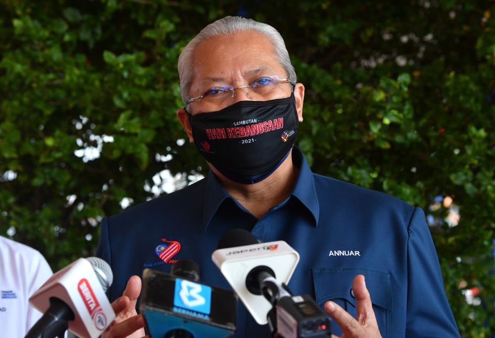 Tan Sri Annuar Musa speaks during a press conference after attending National Day celebrations in Putrajaya August 31, 2021. u00e2u20acu201d Bernama pic