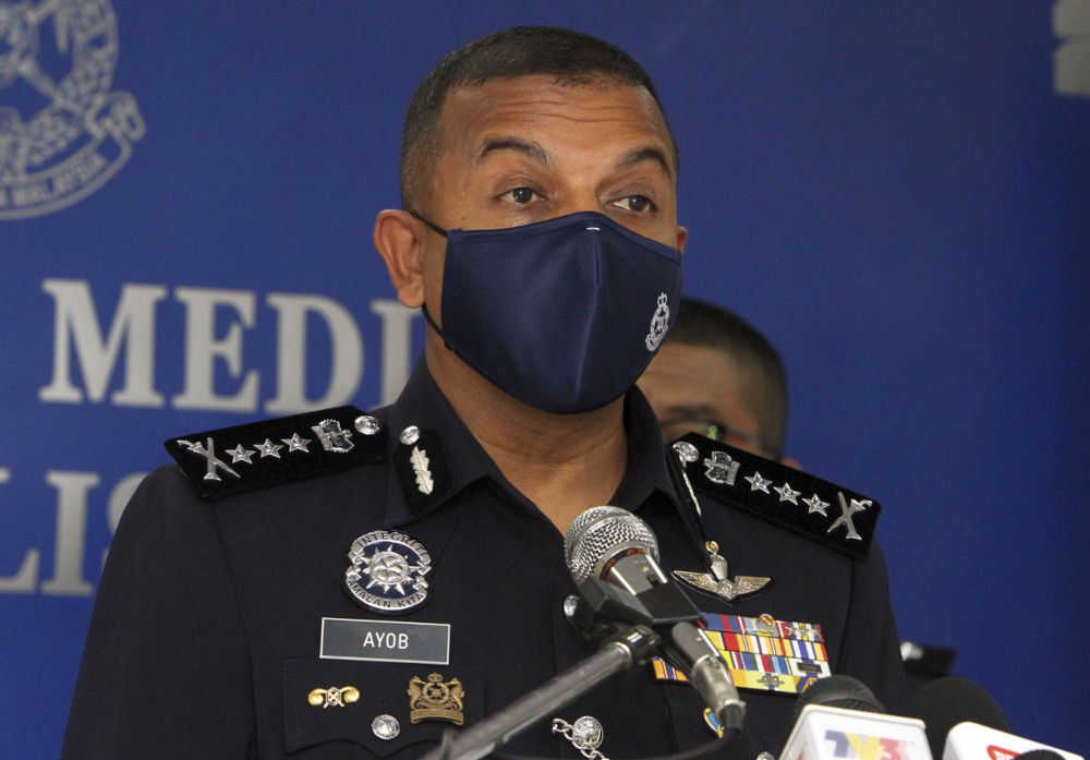 Johor police chief Datuk Ayob Khan Mydin Pitchay speaks at a press conference at the Johor Contingent Police Headquarters in Johor Baru, August 23, 2021. u00e2u20acu201d Bernama pic 
