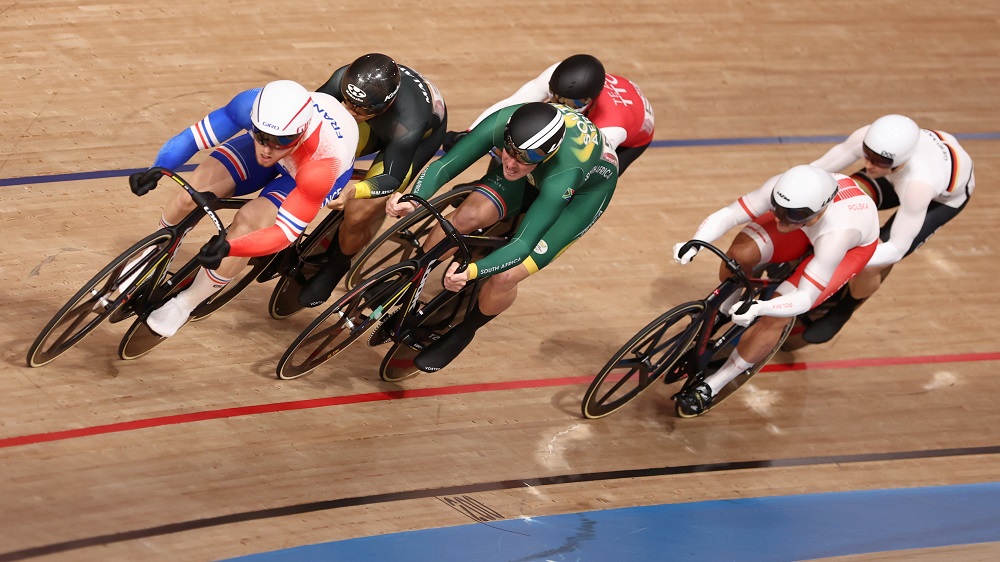 Malaysiau00e2u20acu2122s Mohd Azizulhasni Awang (in black) in action during the Men's Keirin event August 7, 2021. u00e2u20acu2022 Reuters pic