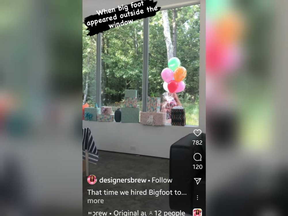 Instead of surprising the birthday girl, the appearance of Bigfoot turned the party chaotic. u00e2u20acu2022 Screencapture from Instagram/ designersbrew