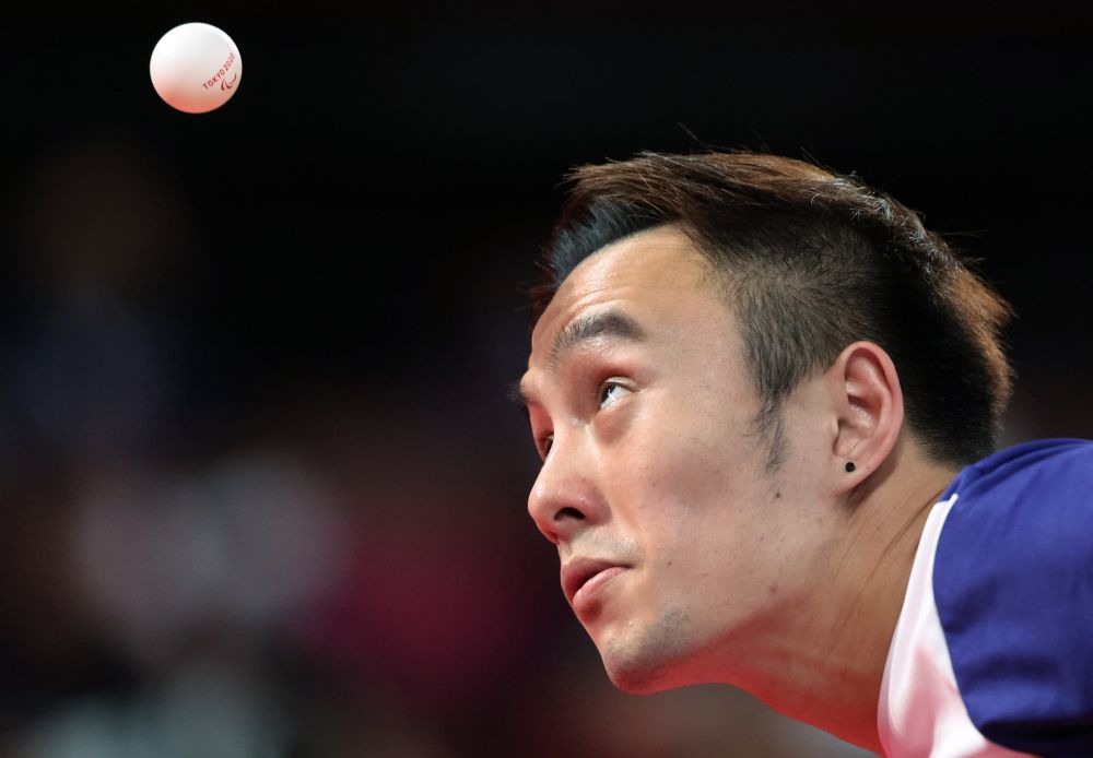 Chee Chaoming of Malaysia in action against Mohamed Kalem of Italy at the Tokyo Metropolitan Gymnasium August 25, 2021. u00e2u20acu201d Reuters pic