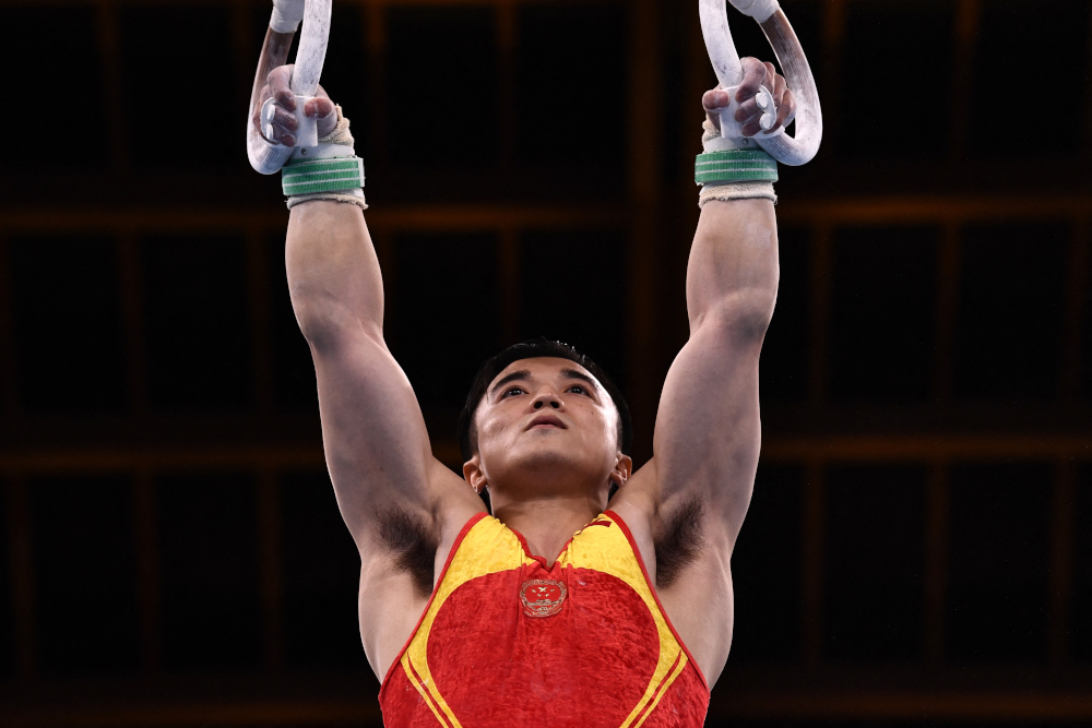 Chinau00e2u20acu2122s Liu Yang competes in the artistic gymnastics menu00e2u20acu2122s rings final of the Tokyo 2020 Olympic Games at Ariake Gymnastics Centre in Tokyo, August 2, 2021. u00e2u20acu2022 AFP pic 