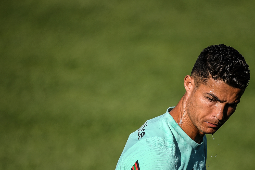 Portugalu00e2u20acu2122s forward Cristiano Ronaldo attends a training session at Cidade do Futebol training camp in Oeiras, outskirts of Lisbon, August 30, 2021, ahead of their Fifa World Cup Qatar 2022 European qualifying round group A football match against Ireland