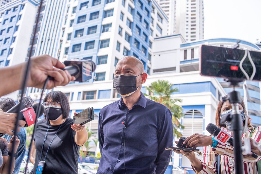 Kepong MP Lim Lip Eng addresses reporters in front of the Dang Wangi district police headquarters in Kuala Lumpur August 4, 2021. u00e2u20acu201d Picture by Shafwan Zaidon