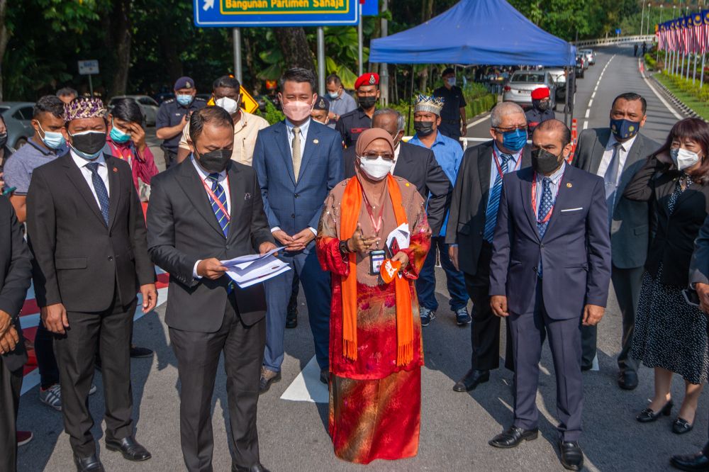 Members of the Malaysian Senate address reporters near the Parliament building in Kuala Lumpur August 3, 2021. u00e2u20acu2022 Picture by Shafwan Zaidon