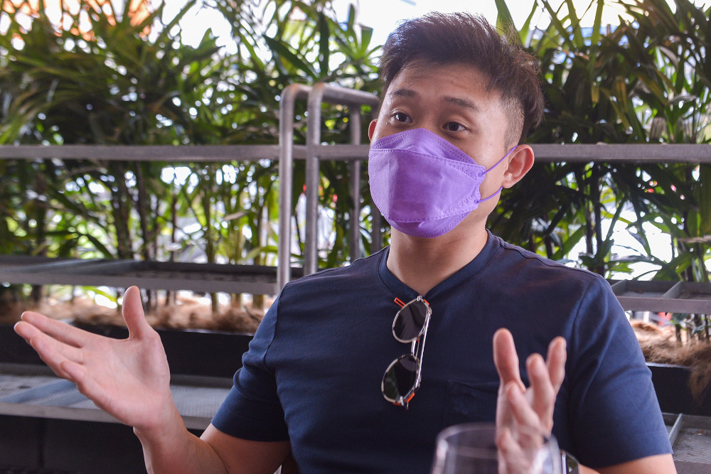 Owner of Urban Daybreak cafe Jeremy Teo speaks during an interview with Malay Mail at SS15, Subang Jaya, August 25, 2021. — Picture by Miera Zulyana