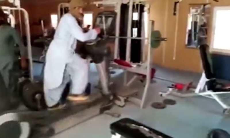 The Taliban video has gone viral for their poor gym knowledge. — Screengrab from TRT World Facebook