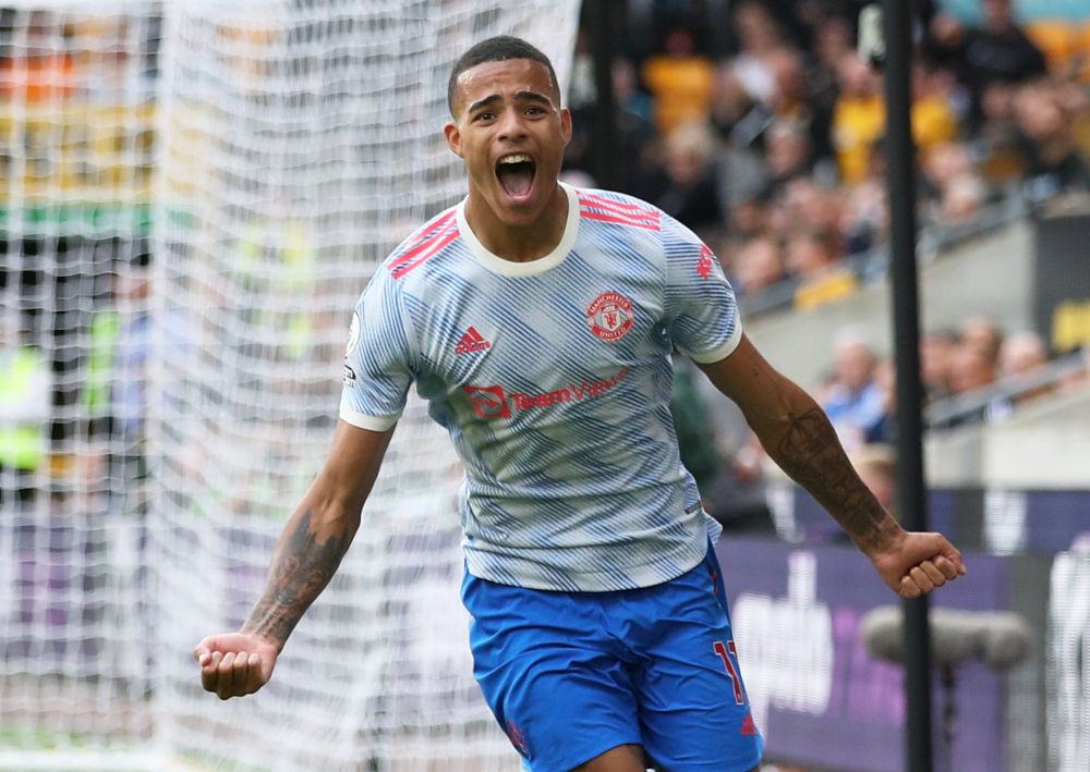 Manchester United's Mason Greenwood celebrates scoring their first goal against Wolverhampton Wanderers at the Molineux Stadium, Wolverhampton August 29, 2021. u00e2u20acu201d AFP pic