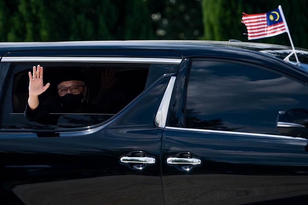 Prime Minister Datuk Seri Ismail Sabri Yaakob leaves Istana Negara after the swearing-in ceremony, August 21, 2021. u00e2u20acu2022 Picture by Miera Zulyana