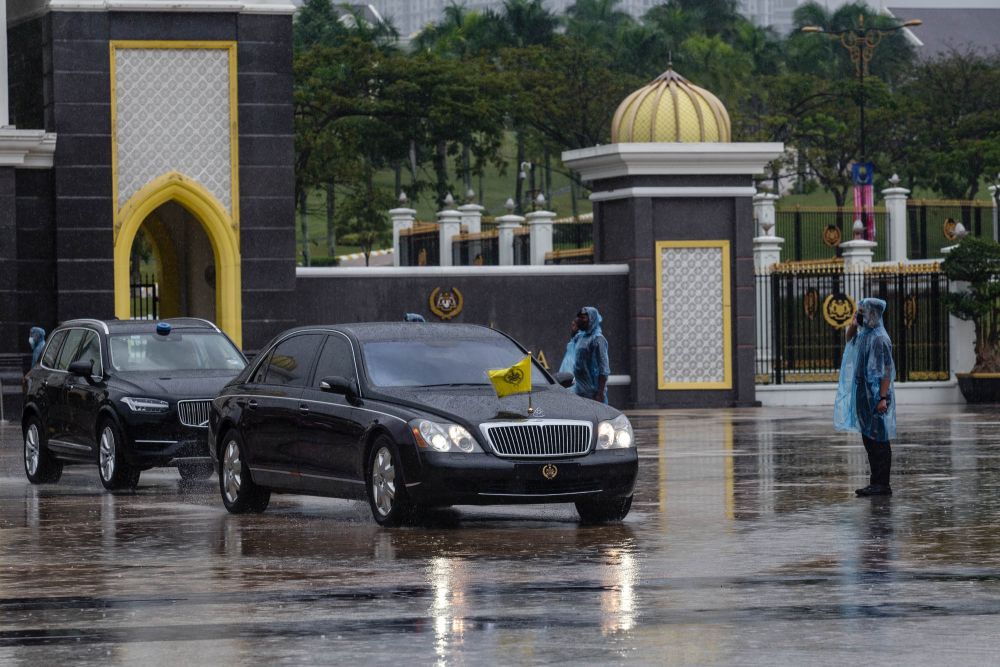 A vehicle ferrying Perak's Sultan Nazrin Muizzuddin Shah leaves Istana Negara in Kuala Lumpur August 20, 2021. u00e2u20acu2022 Picture by Firdaus Latif