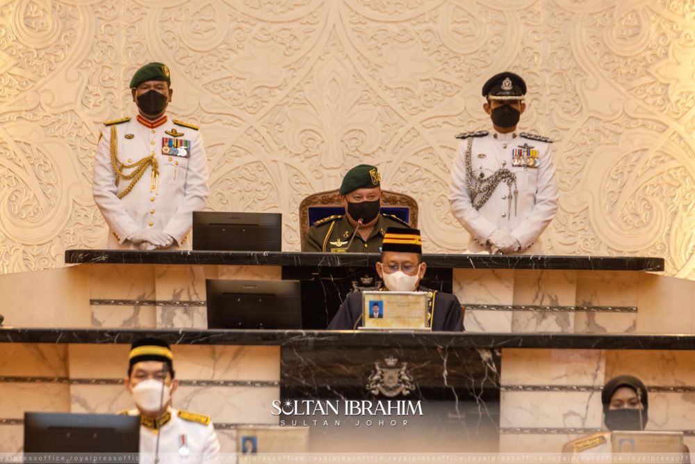 Sultan Ibrahim Iskandar reminded all 56 elected state representatives that bad behaviour will not be tolerated, as he reopened the Johor state assembly in Kota Iskandar on August 12, 2021. u00e2u20acu2022 Picture via Facebook