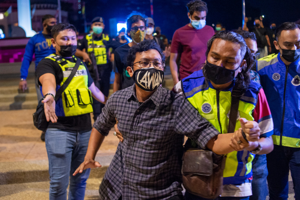 About 31 people were arrested during a candlelight vigil organised by activist movement #Lawan in remembrance of Covid-19 victims at Dataran Merdeka August 19, 2021. u00e2u20acu201d Picture by Shafwan Zaidon