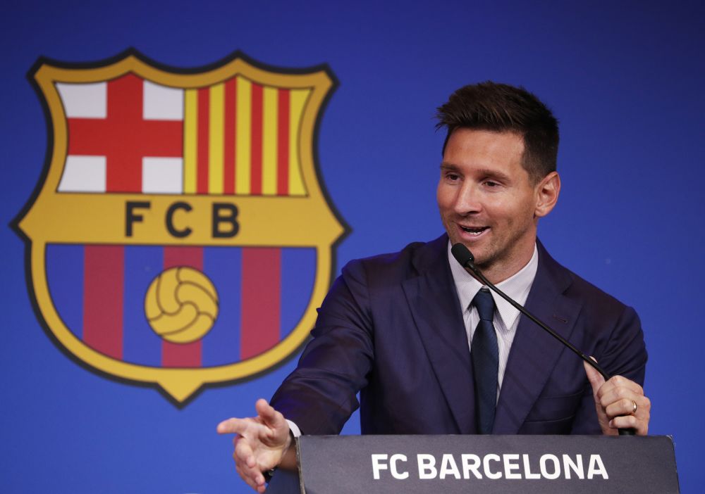 Lionel Messi speaks during a press conference at Camp Nou, Barcelona August 8, 2021. u00e2u20acu201d Reuters pic